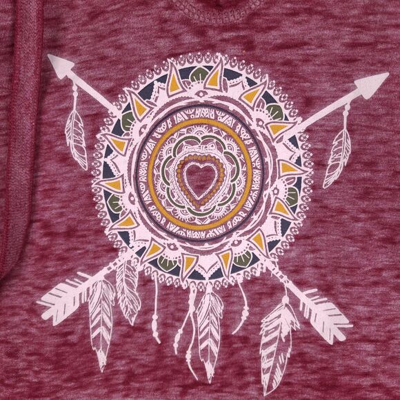 No boundaries Hoodie Women's Medium Burgundy Indian Design‎ Long Sleeve Pullover - Picture 2 of 14